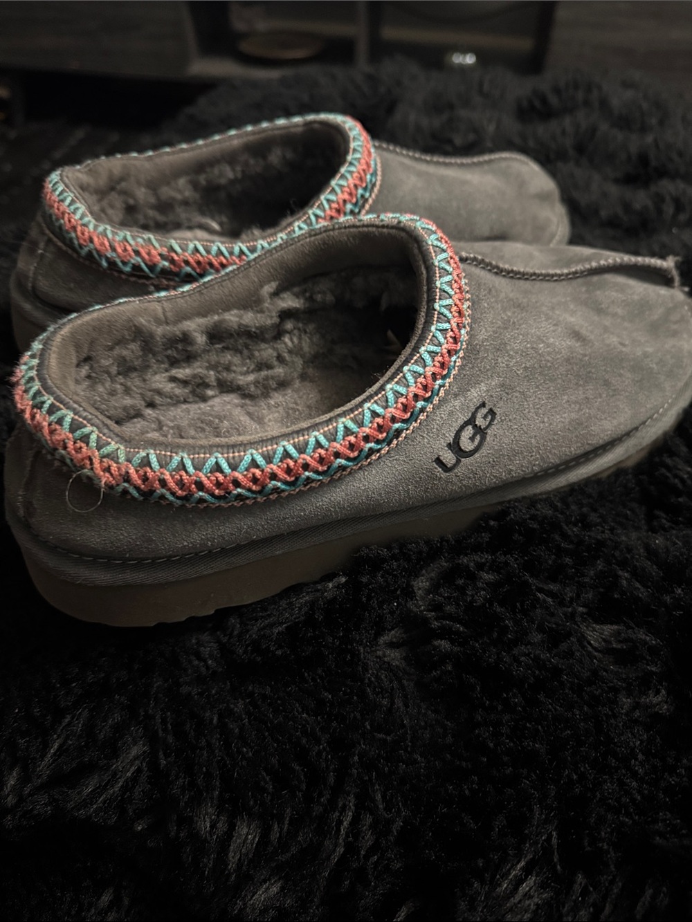 UGG Gray Suede Slip-On Slippers